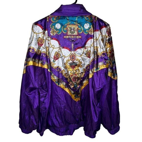 Vintage Silky Bomber Jacket With Gilded Print W22 - Picture 2 of 4